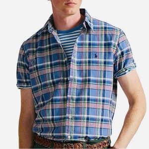 Polo Ralph Lauren Indian Madras plaid short-sleeve button-down shirt |Size XL